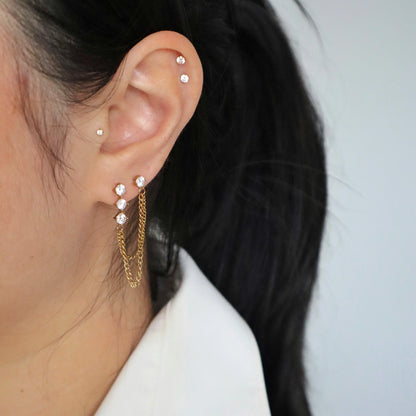 Brianne Double Piercing Chain Earrings