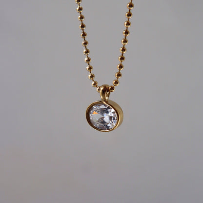 Rumi Necklace | Oval CZ Pendant Necklace