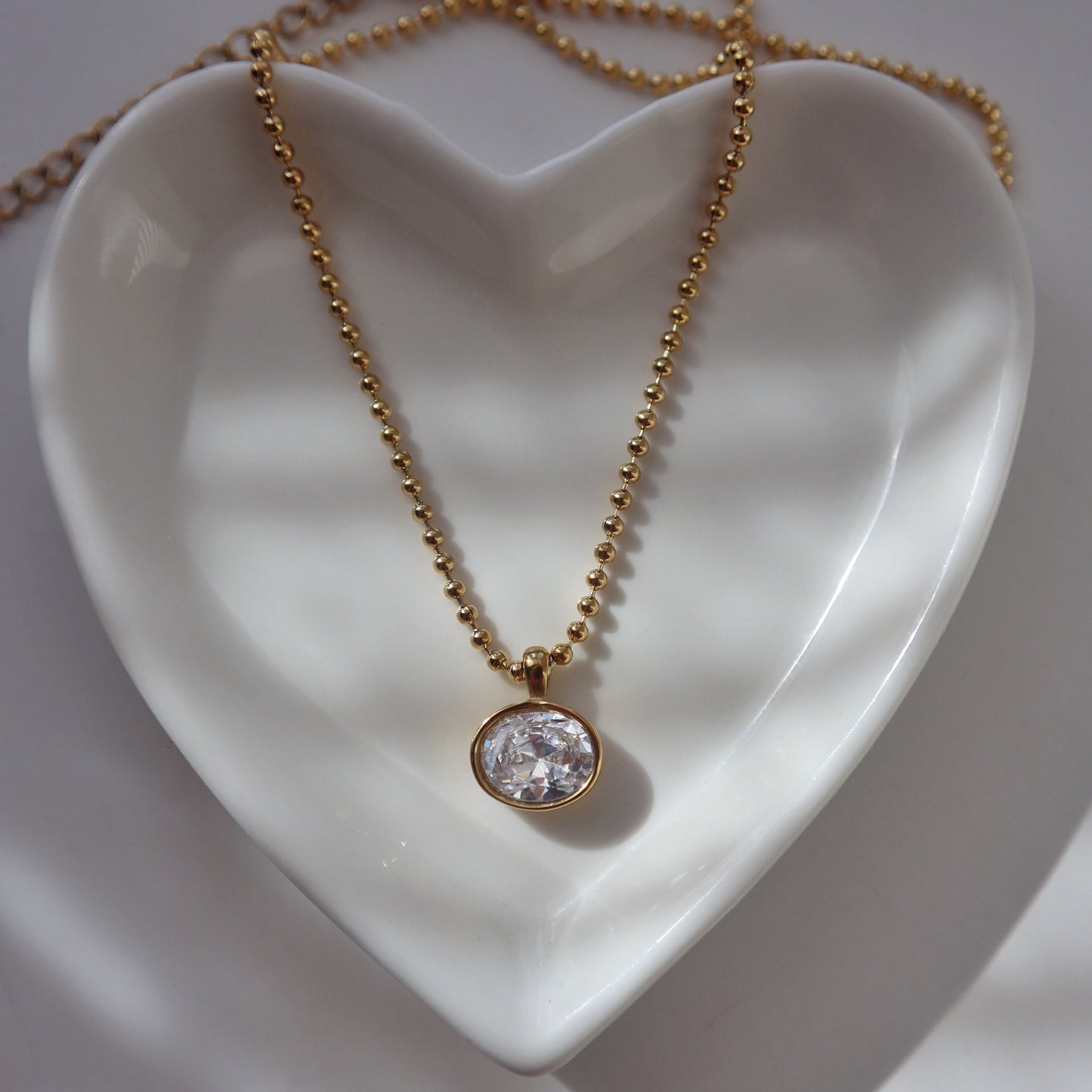 Rumi Necklace | Oval CZ Pendant Necklace