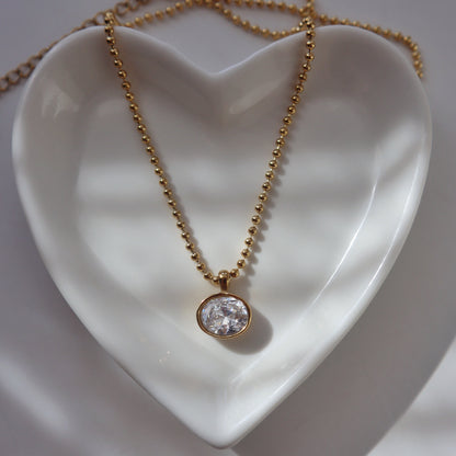 Rumi Necklace | Oval CZ Pendant Necklace