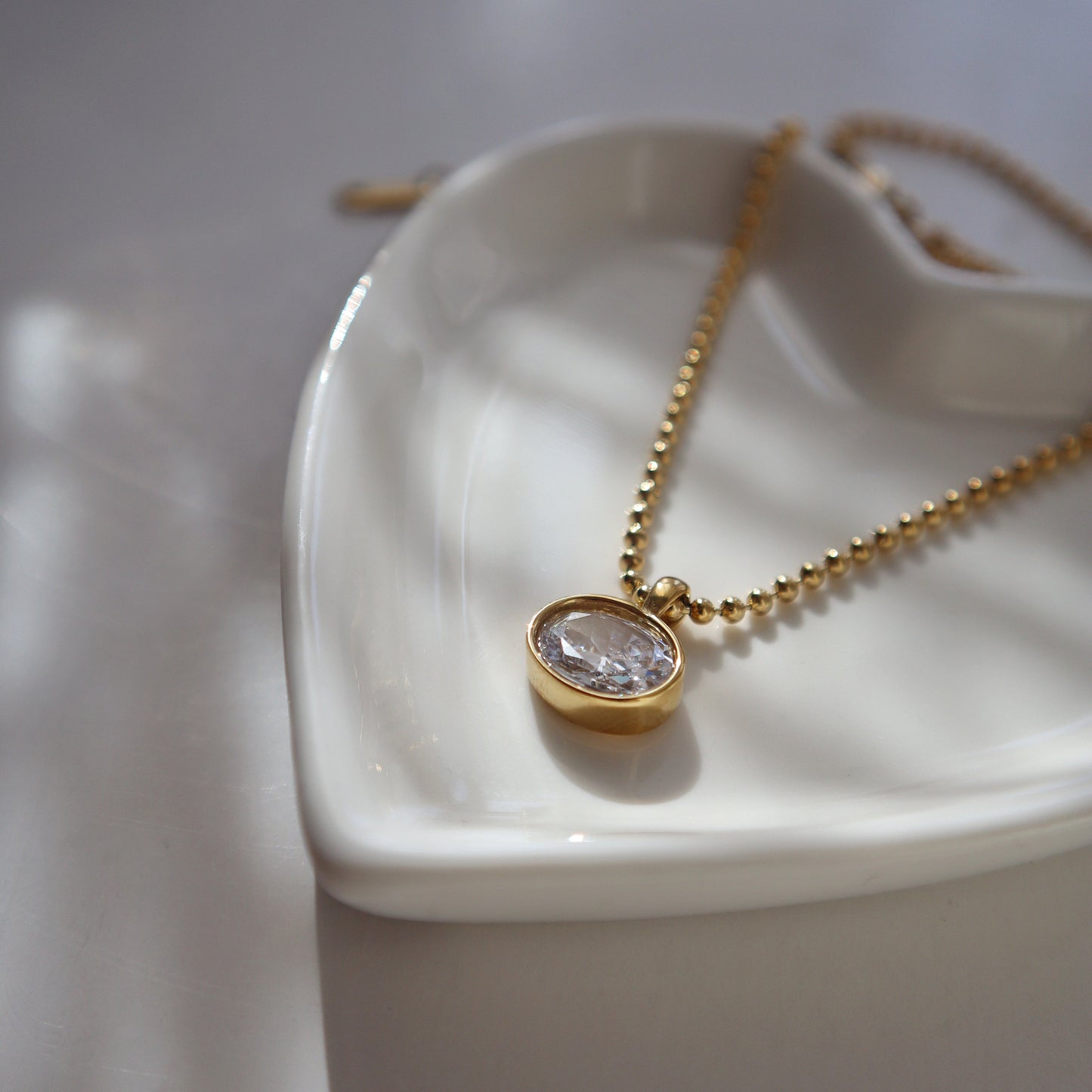 Rumi Necklace | Oval CZ Pendant Necklace