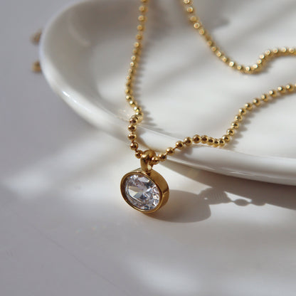 Rumi Necklace | Oval CZ Pendant Necklace