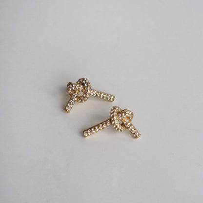 CZ Pave Knotted Earrings