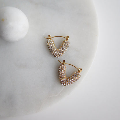 Alana Hoops | V-Shaped Pave Hoops