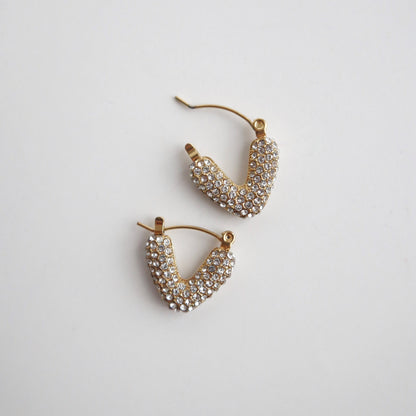 Alana Hoops | V-Shaped Pave Hoops