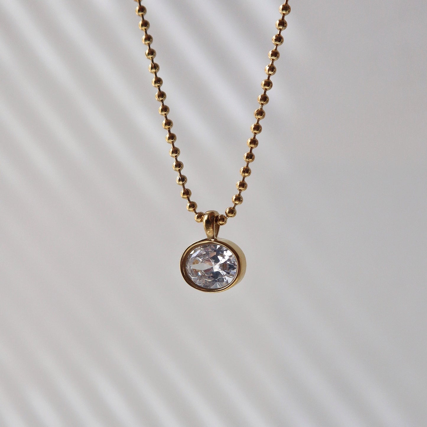 Rumi Necklace | Oval CZ Pendant Necklace