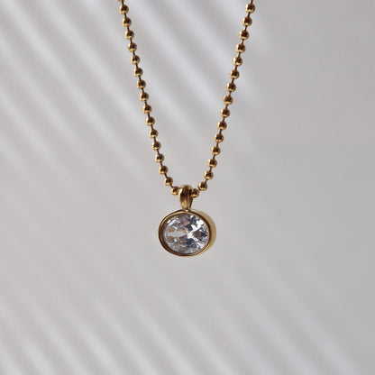 Rumi Necklace | Oval CZ Pendant Necklace