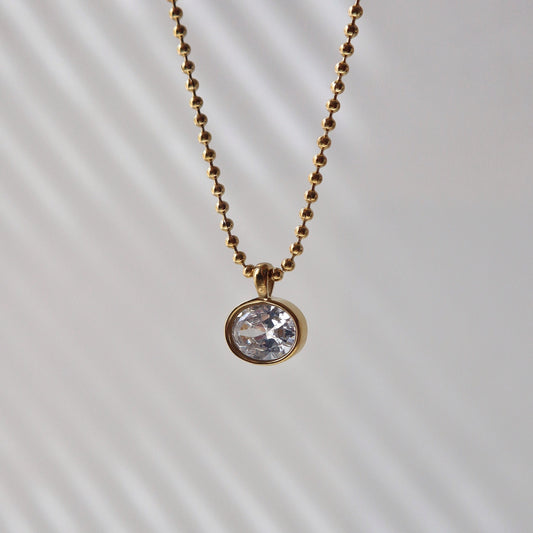 Rumi Necklace | Oval CZ Pendant Necklace