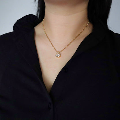 Rumi Necklace | Oval CZ Pendant Necklace