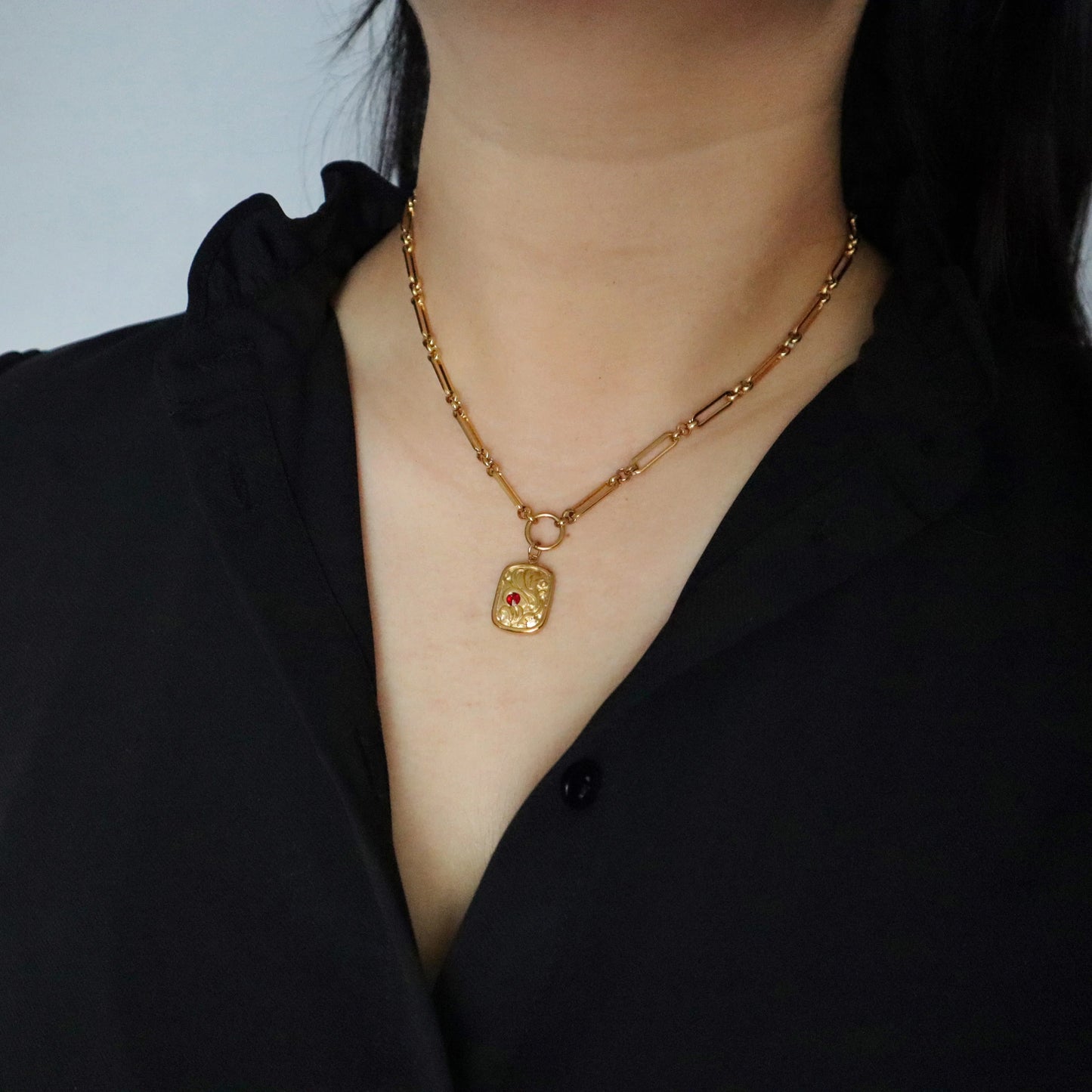 Rosette Paperclip Necklace
