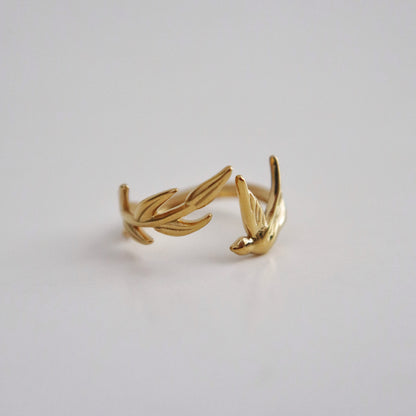 Leaf Dove Ring | Adjustable Dainty Ring