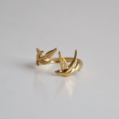 Leaf Dove Ring | Adjustable Dainty Ring