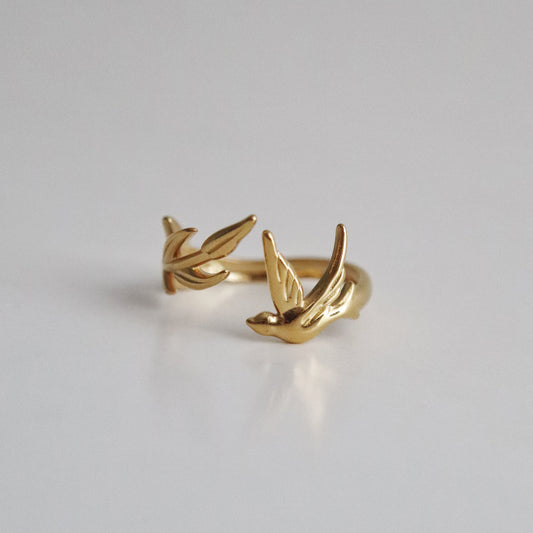 Leaf Dove Ring | Adjustable Dainty Ring