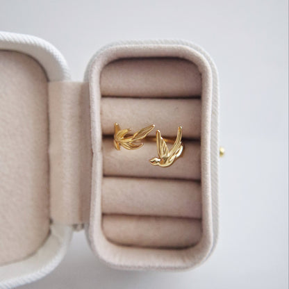 Leaf Dove Ring | Adjustable Dainty Ring