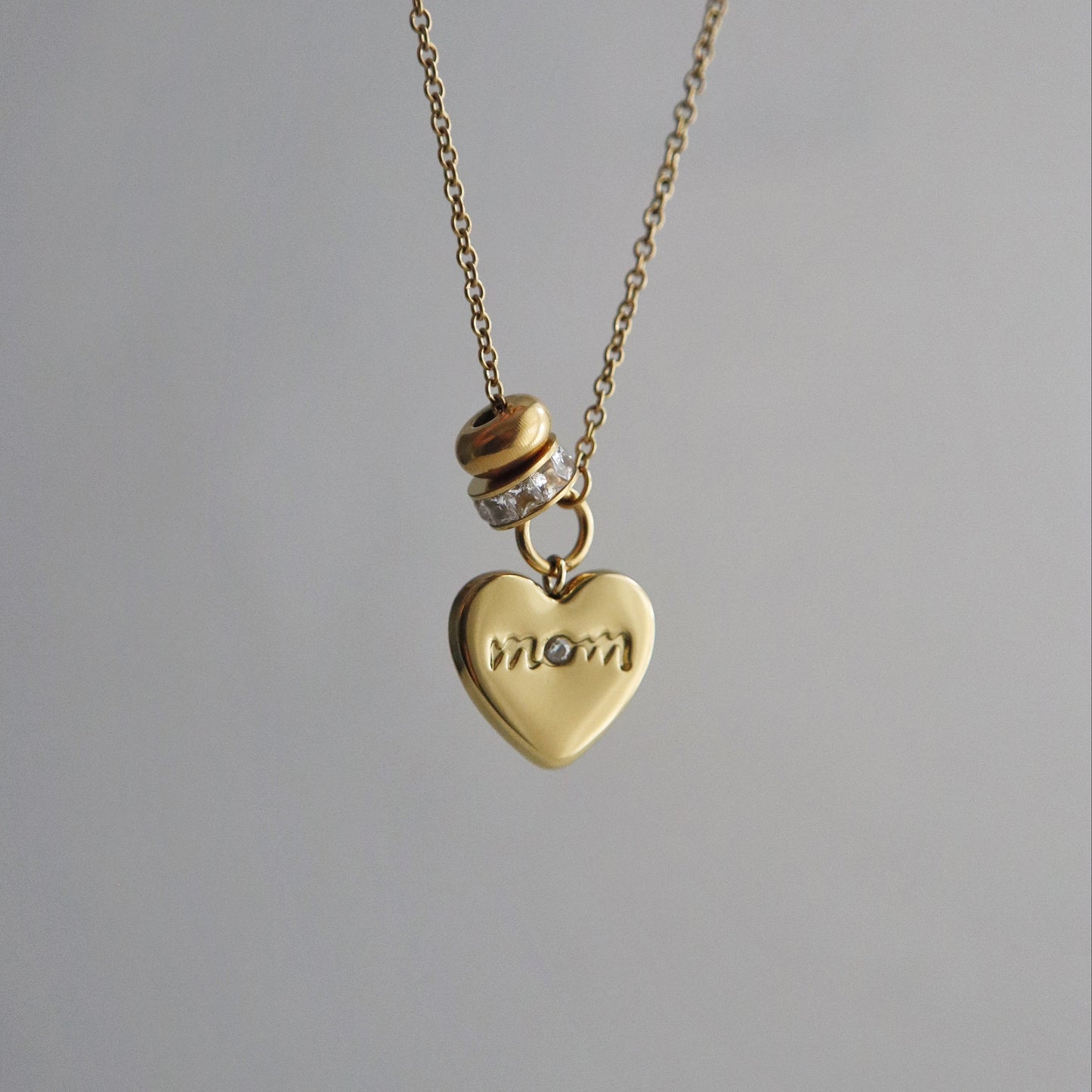 Mom Heart Charm Necklace