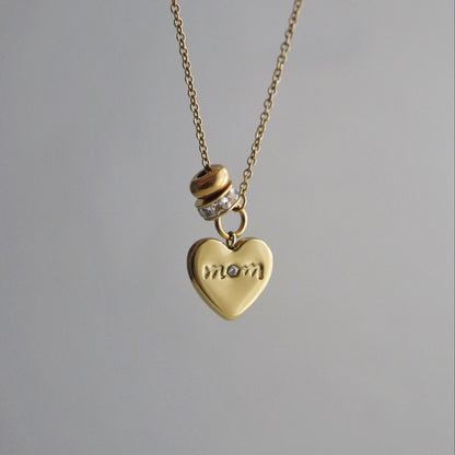 Mom Heart Charm Necklace