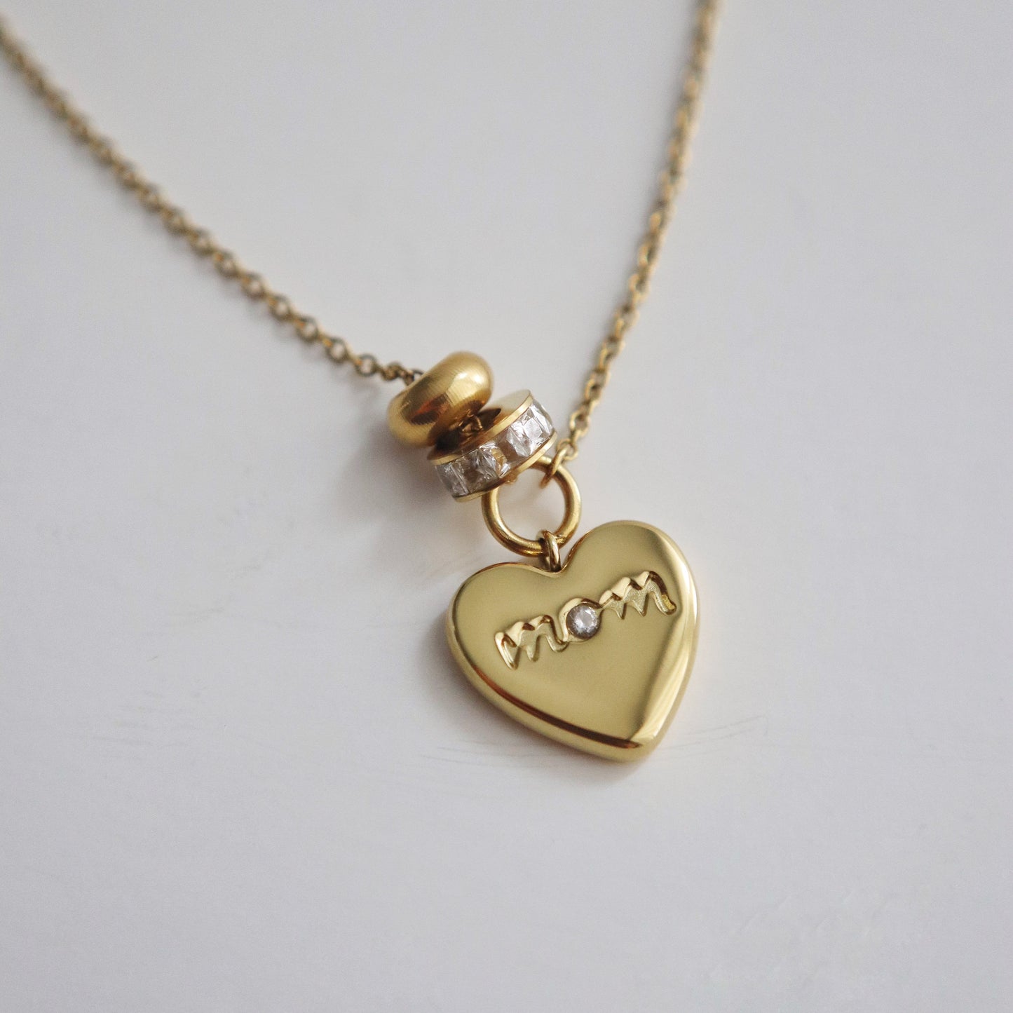 Mom Heart Charm Necklace
