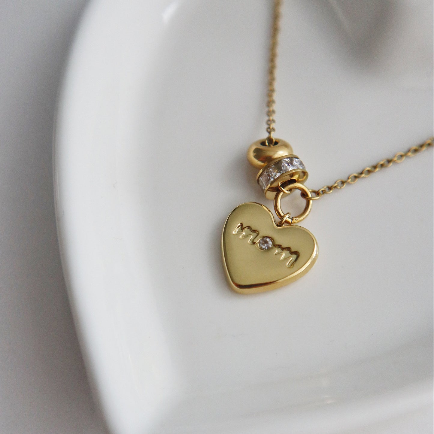 Mom Heart Charm Necklace