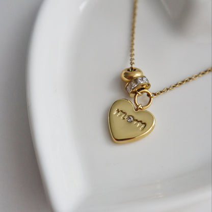 Mom Heart Charm Necklace