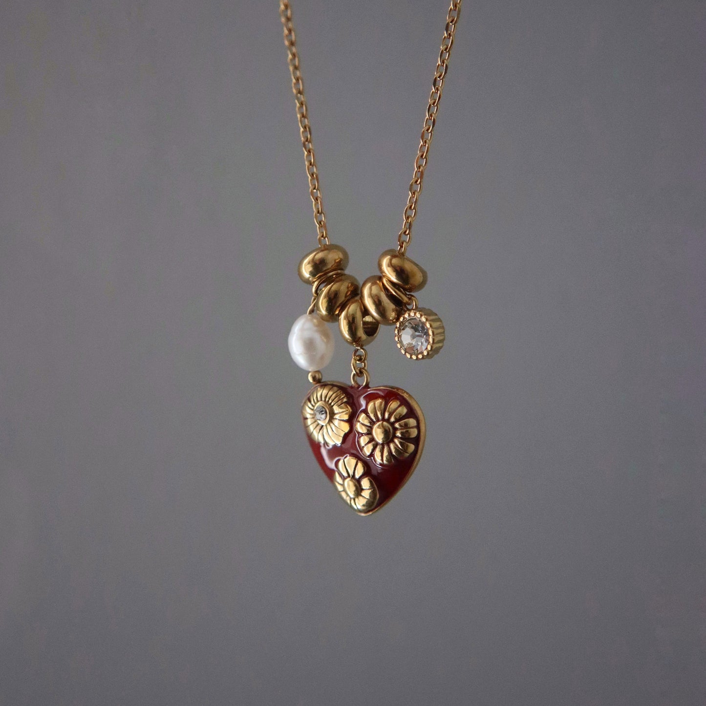 Blooming Heart Charm Necklace