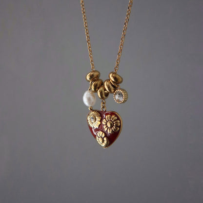 Blooming Heart Charm Necklace