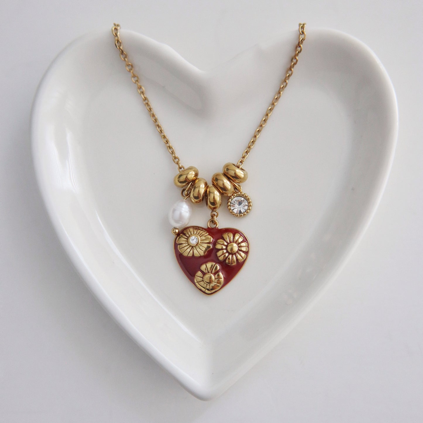 Blooming Heart Charm Necklace