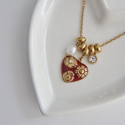 Blooming Heart Charm Necklace