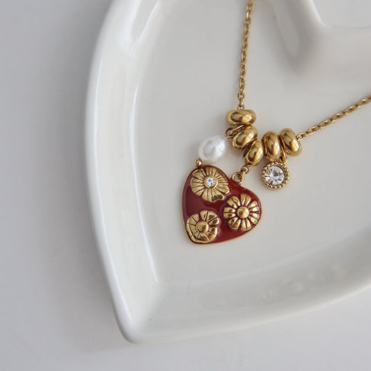 Blooming Heart Charm Necklace