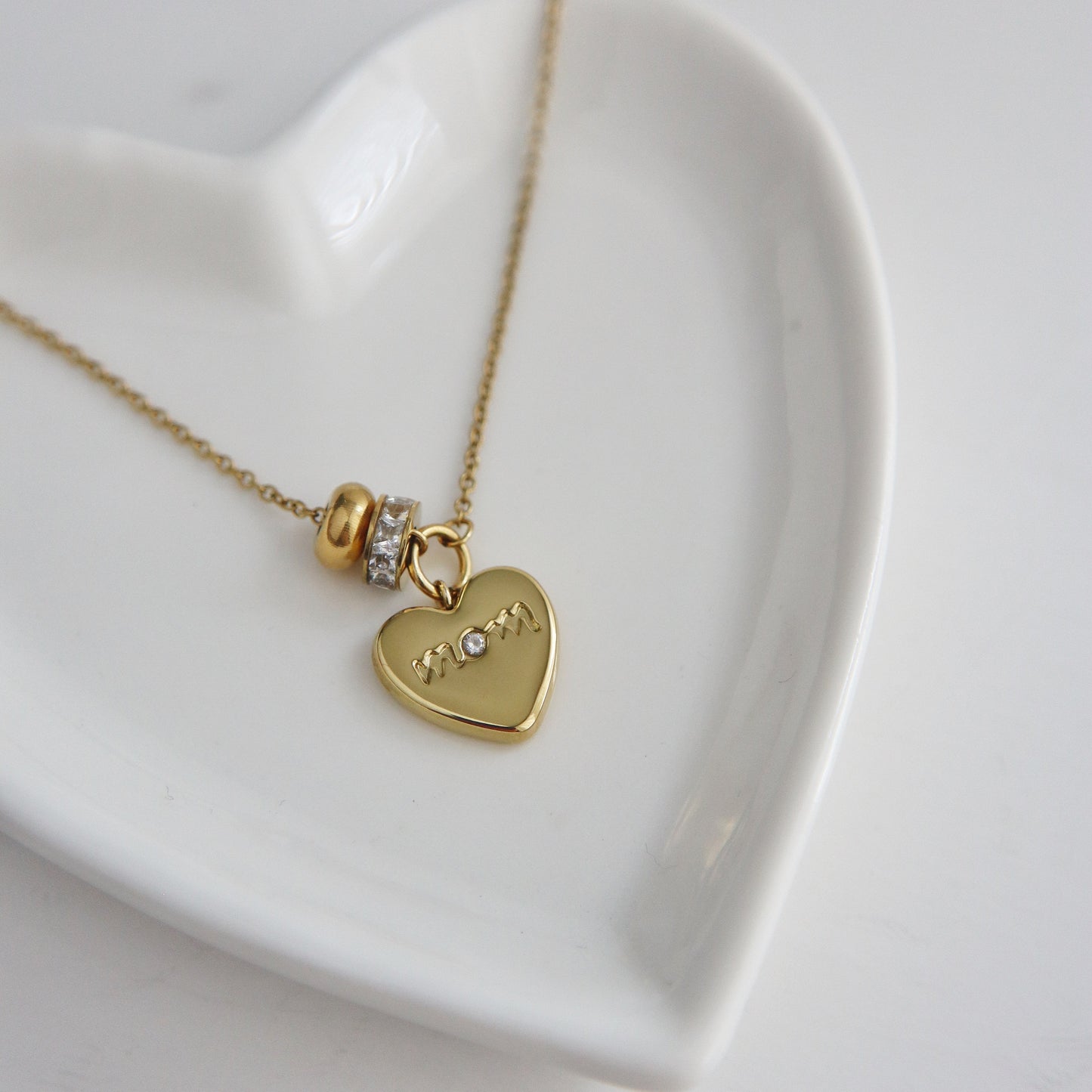 Mom Heart Charm Necklace