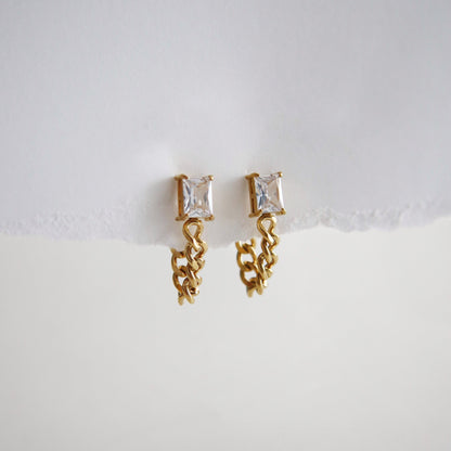 Nova CZ Chain Drop Earrings