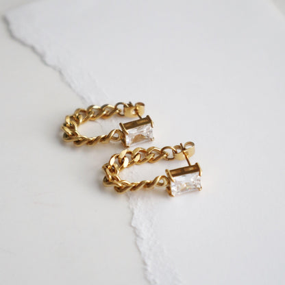 Nova CZ Chain Drop Earrings