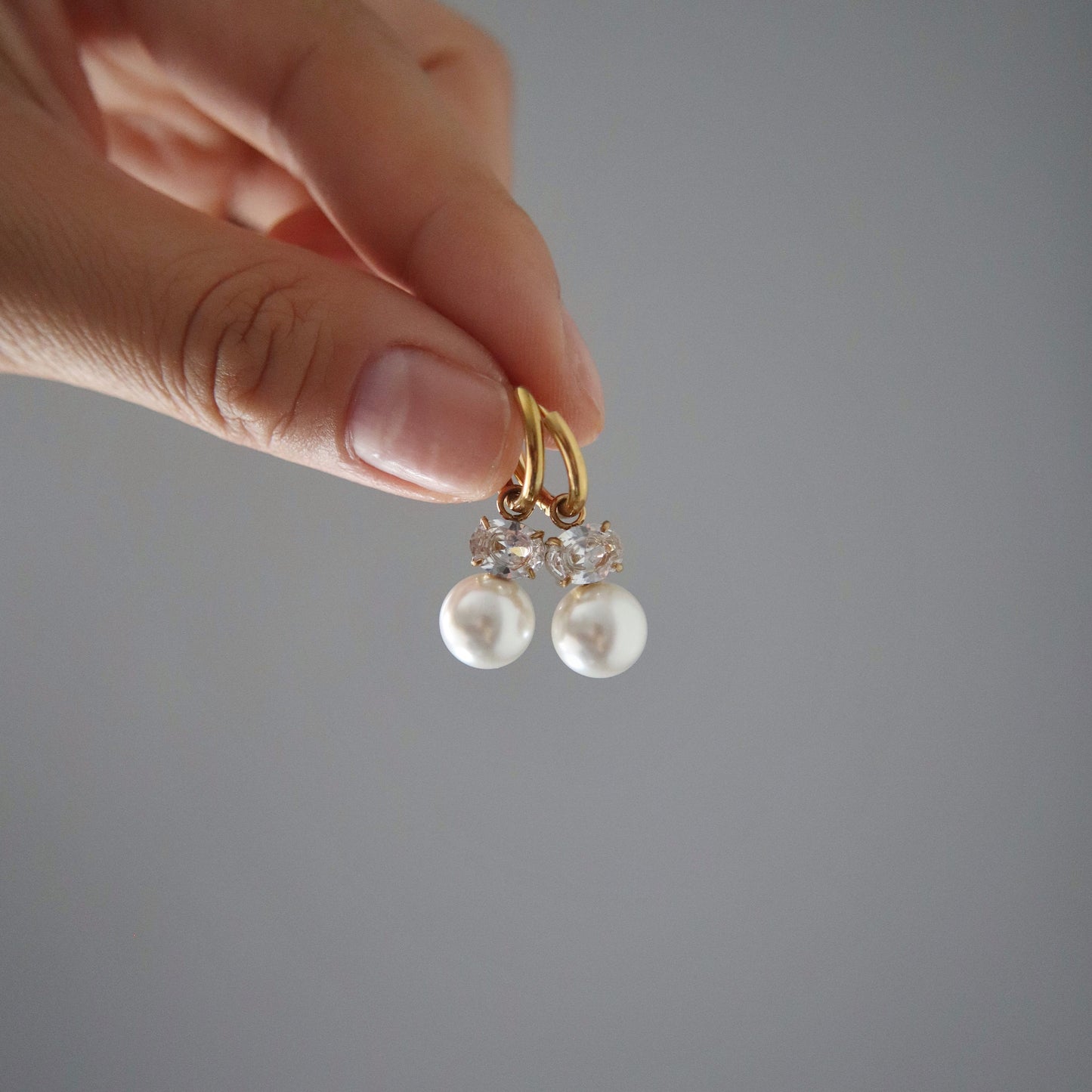 Lilian CZ Pearl Hoop Earrings | Special Occasion Hoops