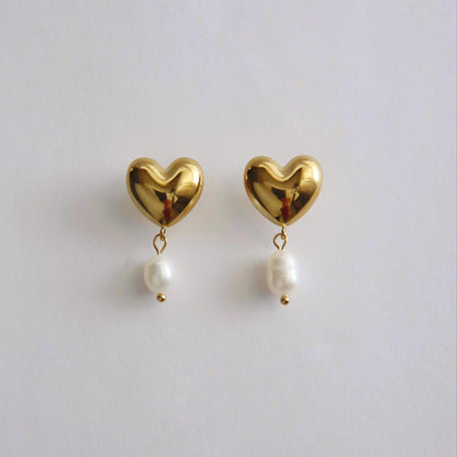 Valentina Earrings | Pearl Drop Heart Earrings