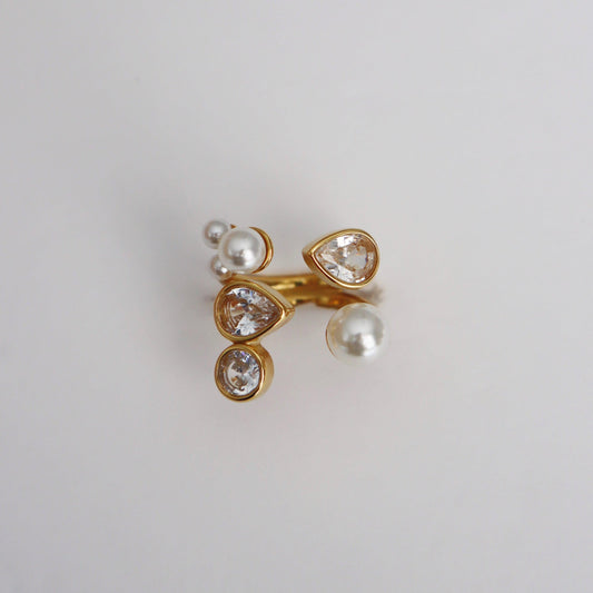 Blossom Ring | Pearl and CZ Ring