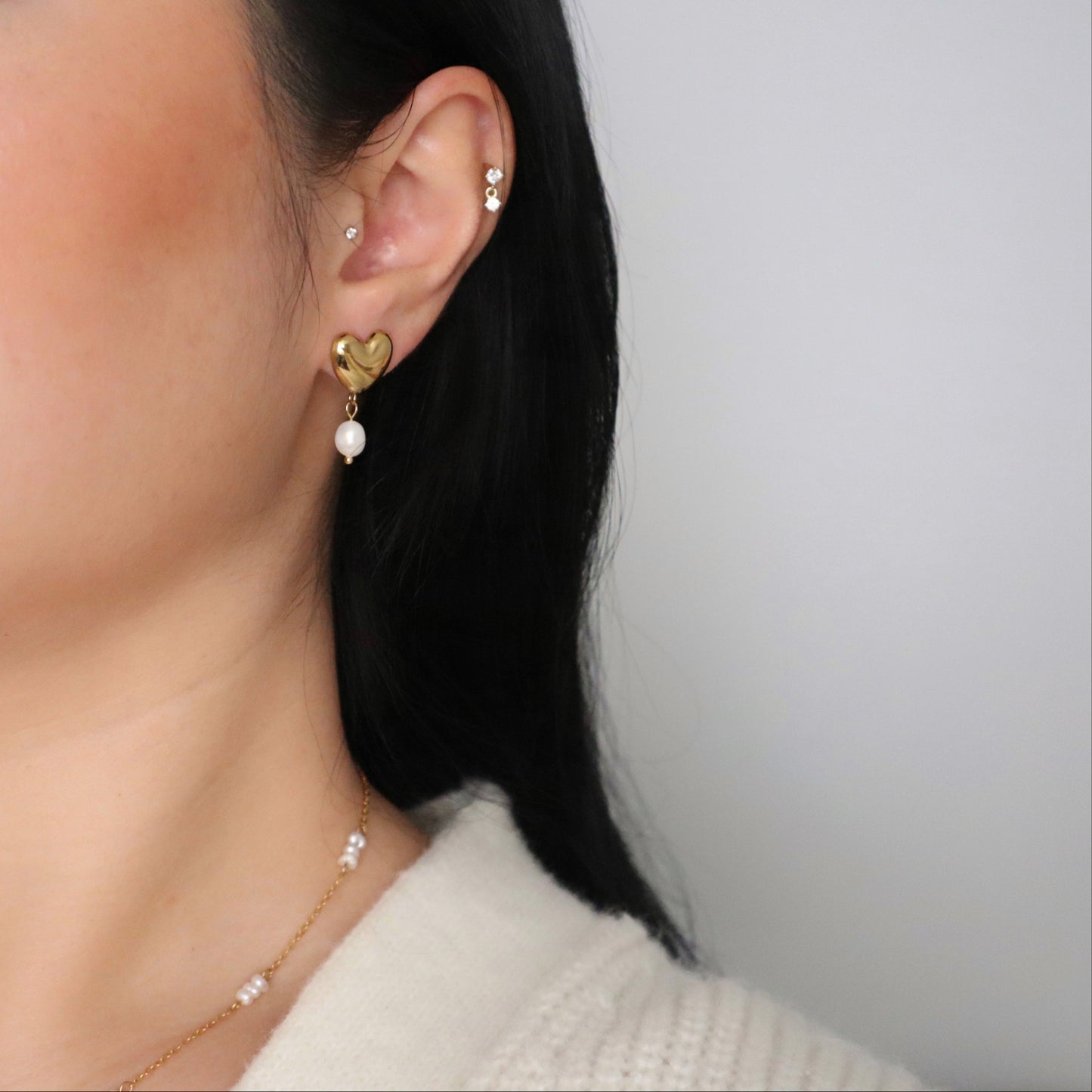 Valentina Earrings | Pearl Drop Heart Earrings