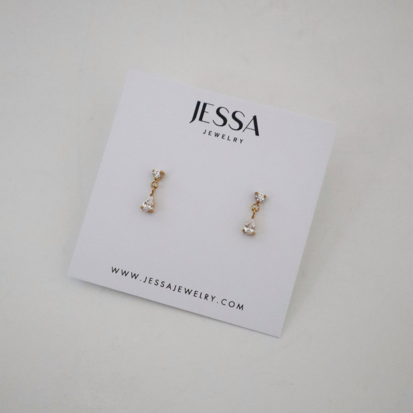 Dainty Two Stone Drop Earrings