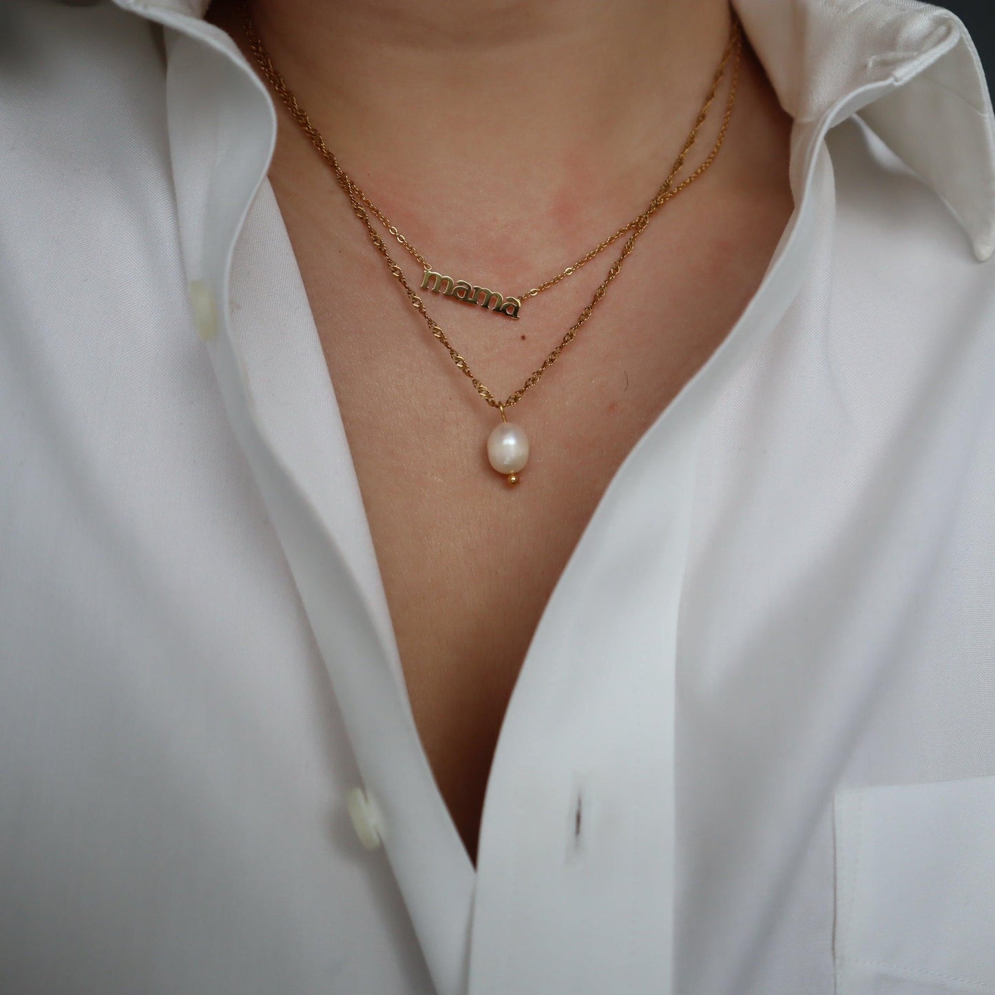 mama Necklace - JESSA JEWELRY | GOLD JEWELRY; dainty, affordable gold everyday jewelry. Tarnish free, water-resistant, hypoallergenic. Jewelry for everyday wear