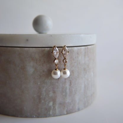Lia CZ Pearl Drop Earrings | Special Occasion Earrings