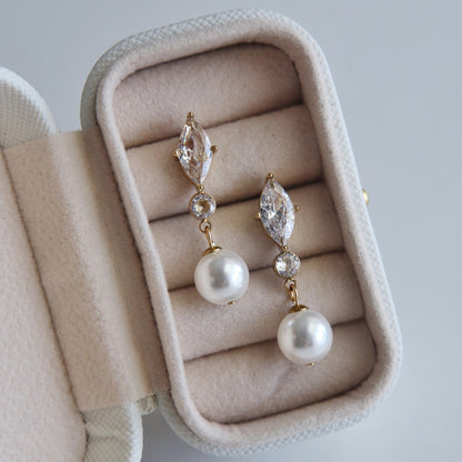 Lia CZ Pearl Drop Earrings | Special Occasion Earrings