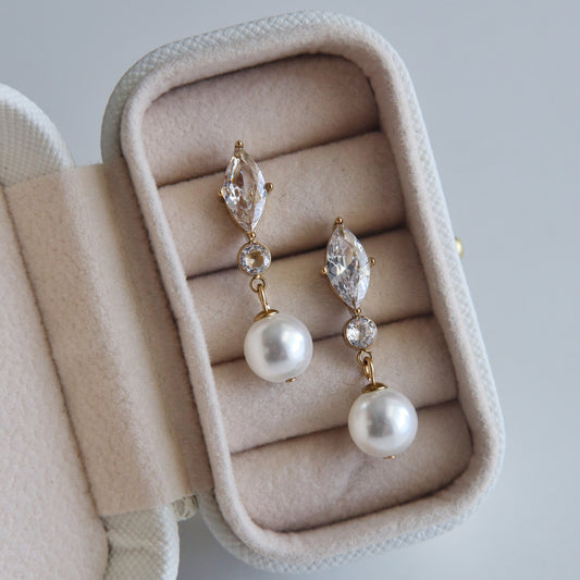 Lia CZ Pearl Drop Earrings | Special Occasion Earrings