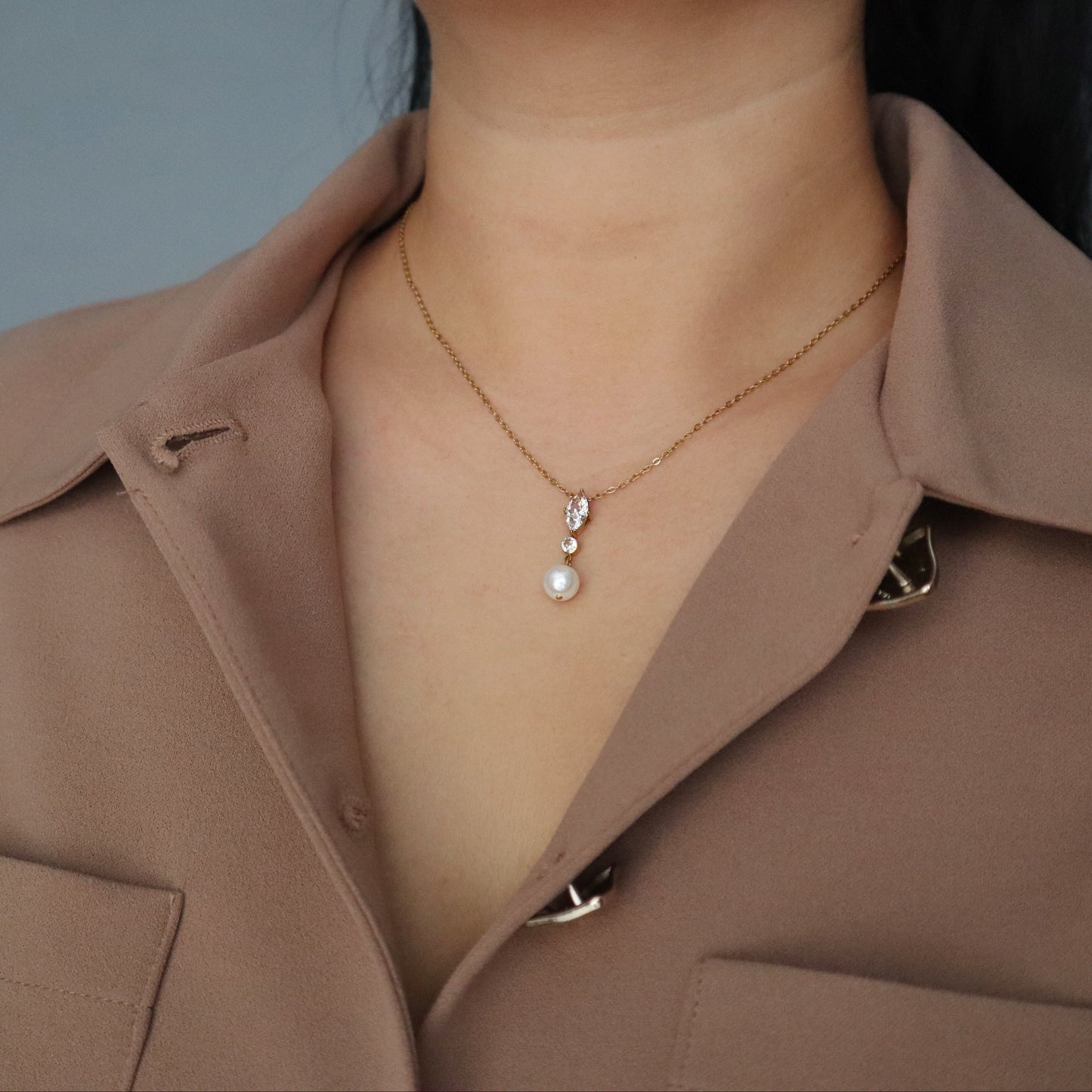 Lia CZ Pearl Necklace