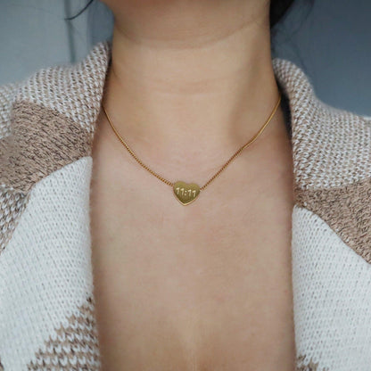 11:11 Heart Necklace | Pendant Necklace - JESSA JEWELRY | GOLD JEWELRY; dainty, affordable gold everyday jewelry. Tarnish free, water-resistant, hypoallergenic. Jewelry for everyday wear