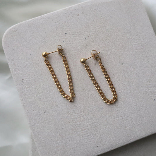 Chain Drop Earrings - JESSA JEWELRY | GOLD JEWELRY; dainty, affordable gold everyday jewelry. Tarnish free, water-resistant, hypoallergenic. Jewelry for everyday wear