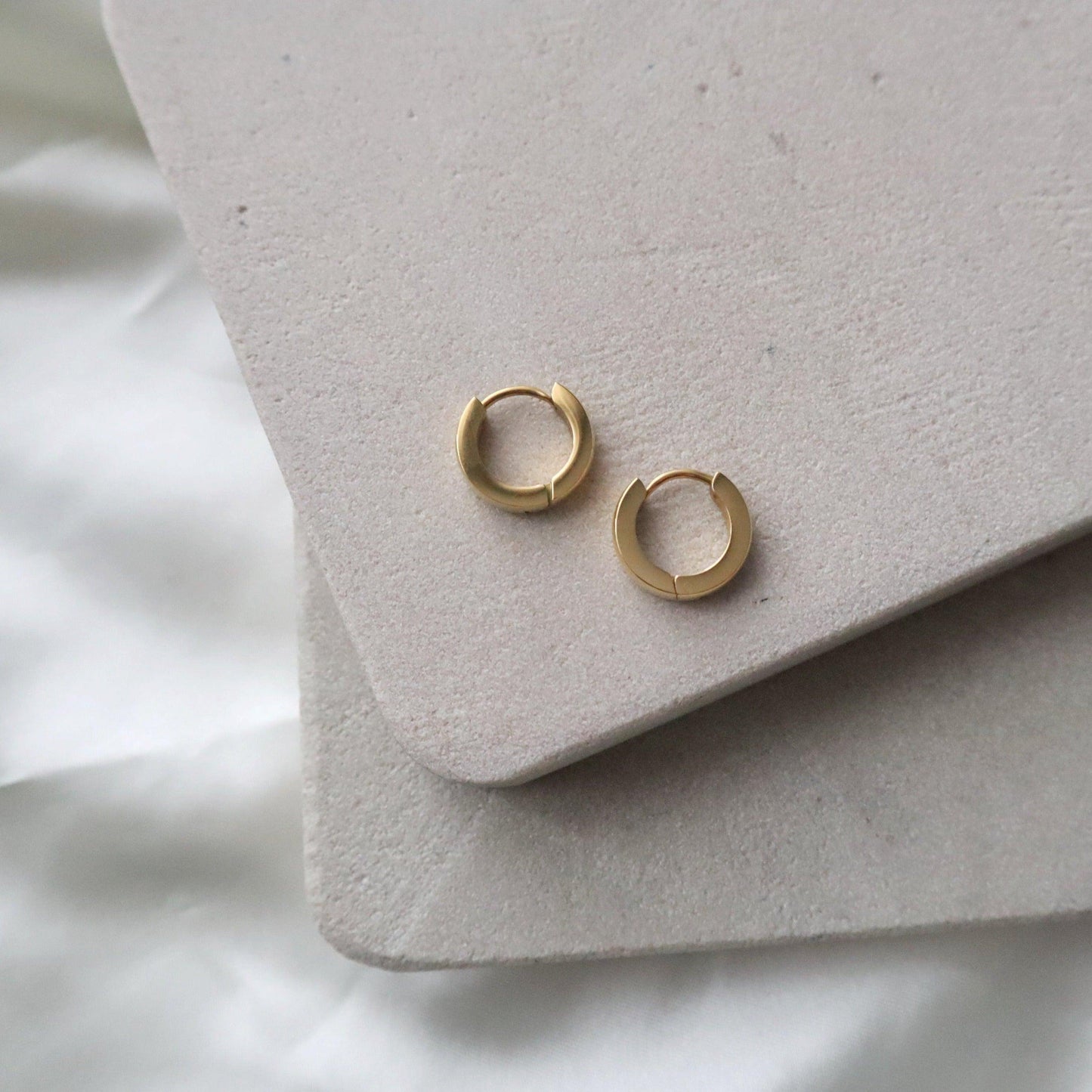 Sadie Hoops | Minimalistic Hoops - JESSA JEWELRY | GOLD JEWELRY; dainty, affordable gold everyday jewelry. Tarnish free, water-resistant, hypoallergenic. Jewelry for everyday wear