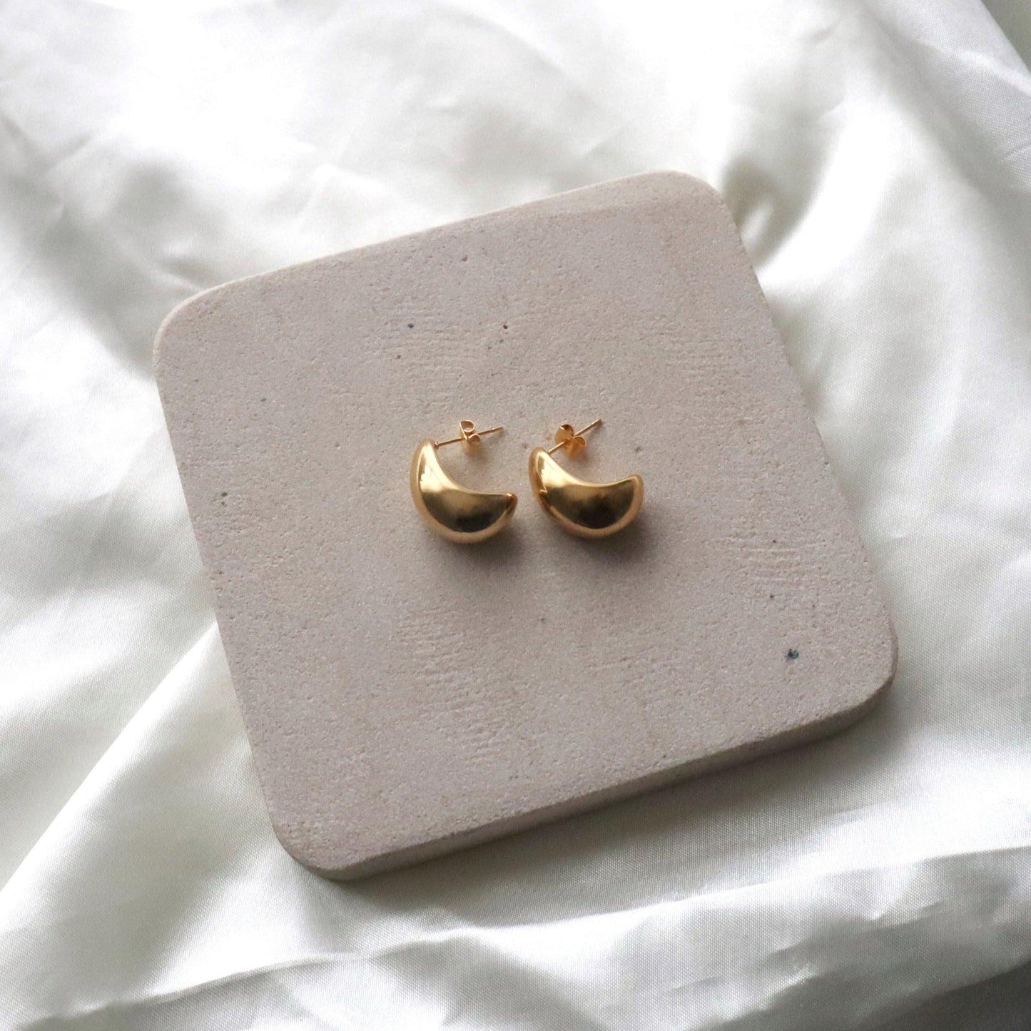 Crescent Earrings - JESSA JEWELRY | GOLD JEWELRY; dainty, affordable gold everyday jewelry. Tarnish free, water-resistant, hypoallergenic. Jewelry for everyday wear