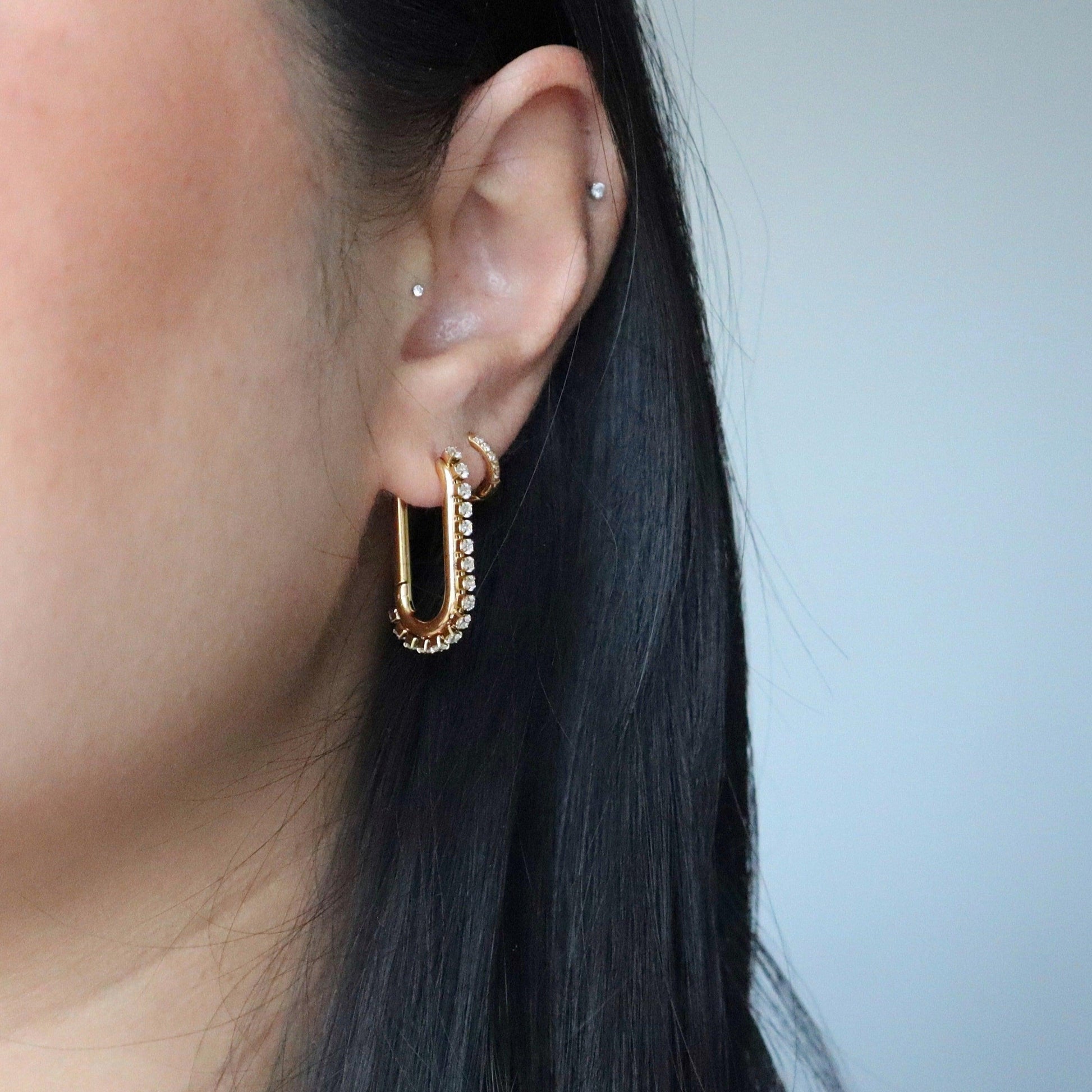 CZ Oval Hoops - JESSA JEWELRY | GOLD JEWELRY; dainty, affordable gold everyday jewelry. Tarnish free, water-resistant, hypoallergenic. Jewelry for everyday wear