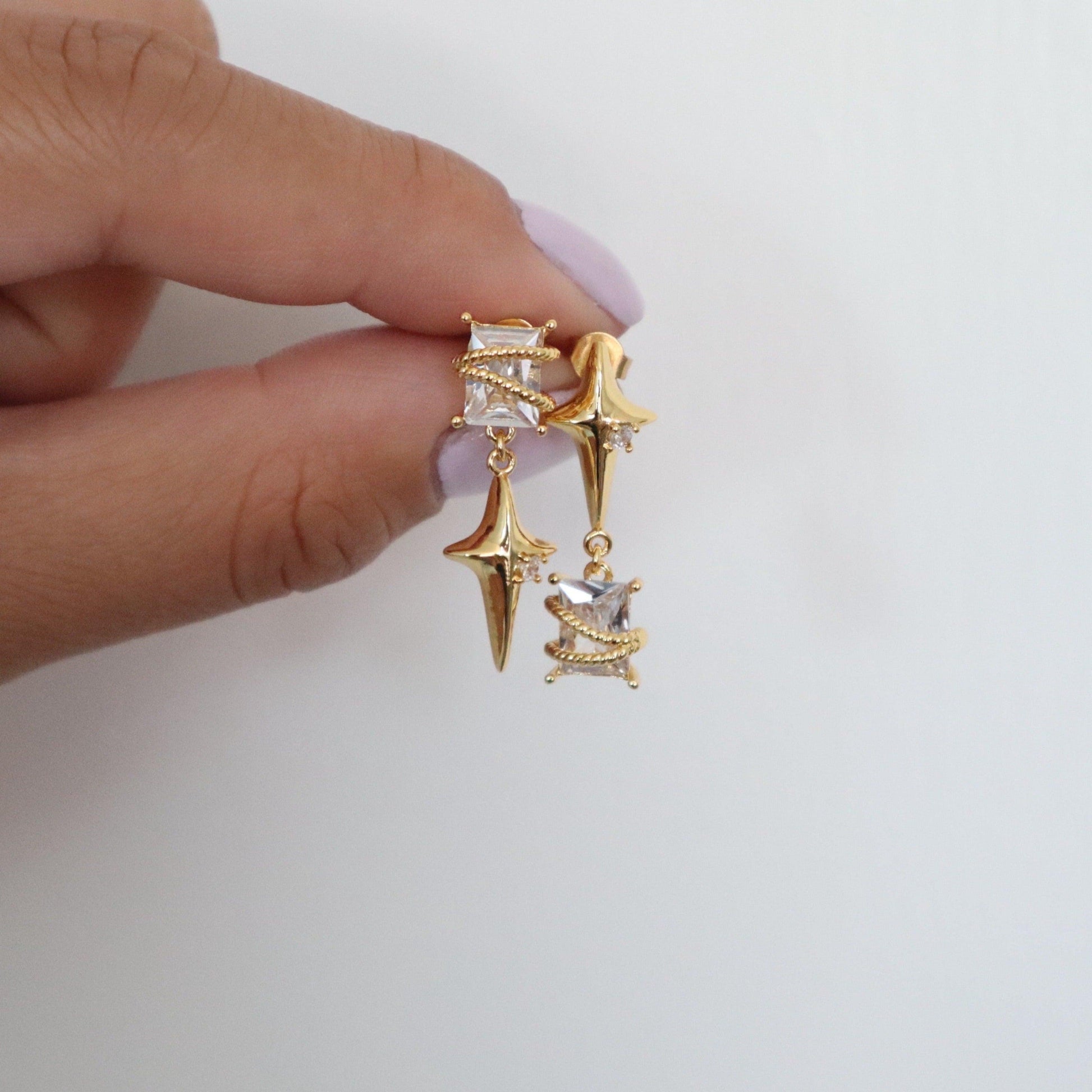 Starlight Dangle Earrings | Zircon Statement Earrings - JESSA JEWELRY | GOLD JEWELRY; dainty, affordable gold everyday jewelry. Tarnish free, water-resistant, hypoallergenic. Jewelry for everyday wear
