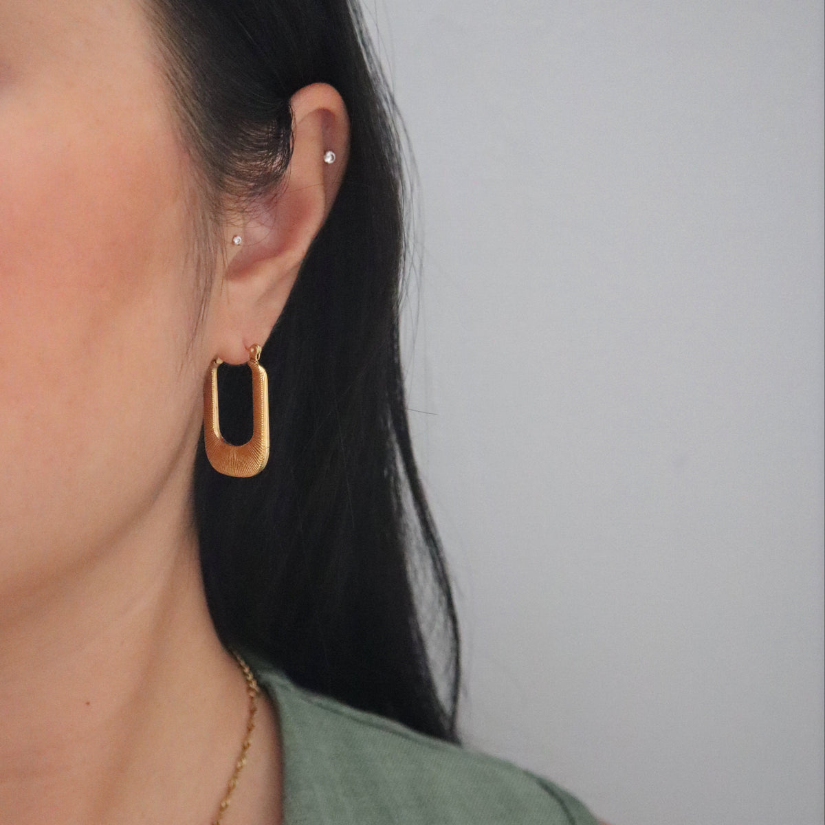 Luna Hoops | Gold Textured Hoops