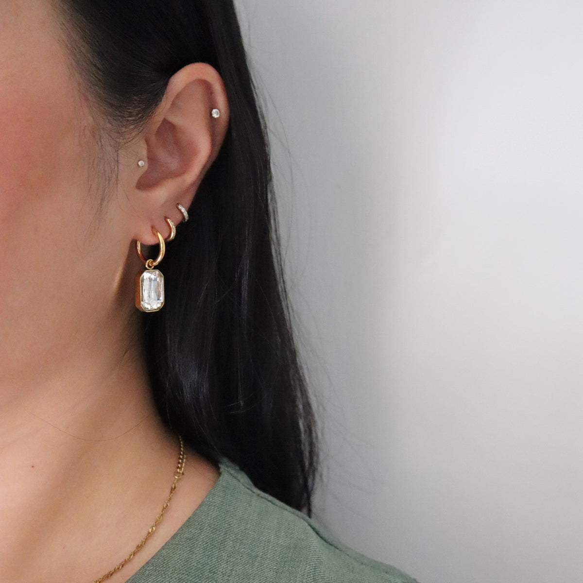 Naomi Hoops - White | Zircon Drop Hoops