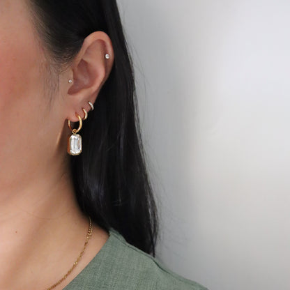 Naomi Hoops - White | Zircon Drop Hoops